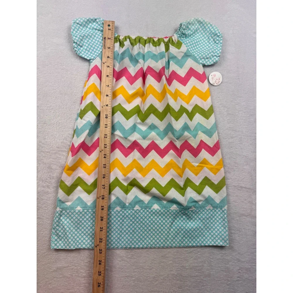Personalized for You Girls 4T Chevron Polka Dot Handmade Cotton Dress